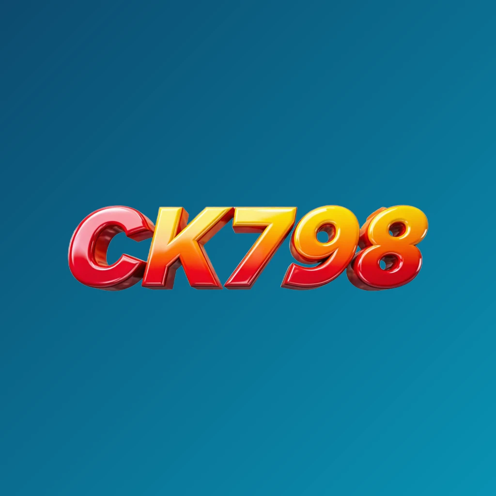 Logo CK798 yang cerah dengan tipografi tebal dan kuat dalam warna merah, kuning, dan oranye terang dengan efek 3D mengilap pada latar belakang transparan, dirancang sebagai logo teks persegi panjang horizontal lebar untuk header situs web modern
